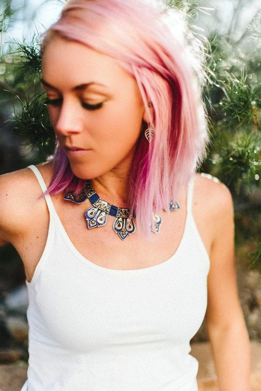 Lapis and Coral Himalayan Necklace