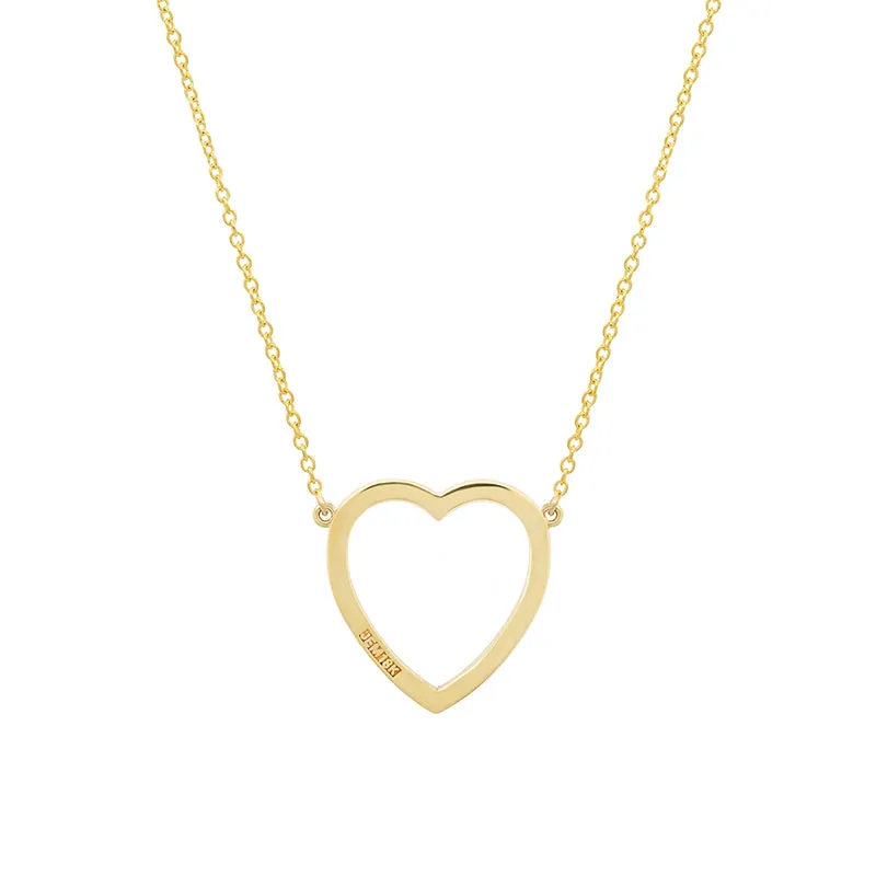 Large Blue Sapphire Open Heart Necklace