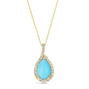 Le Vian Pendant featuring Robins Egg Blue Turquoise with Nude Diamonds in 14K Honey Gold