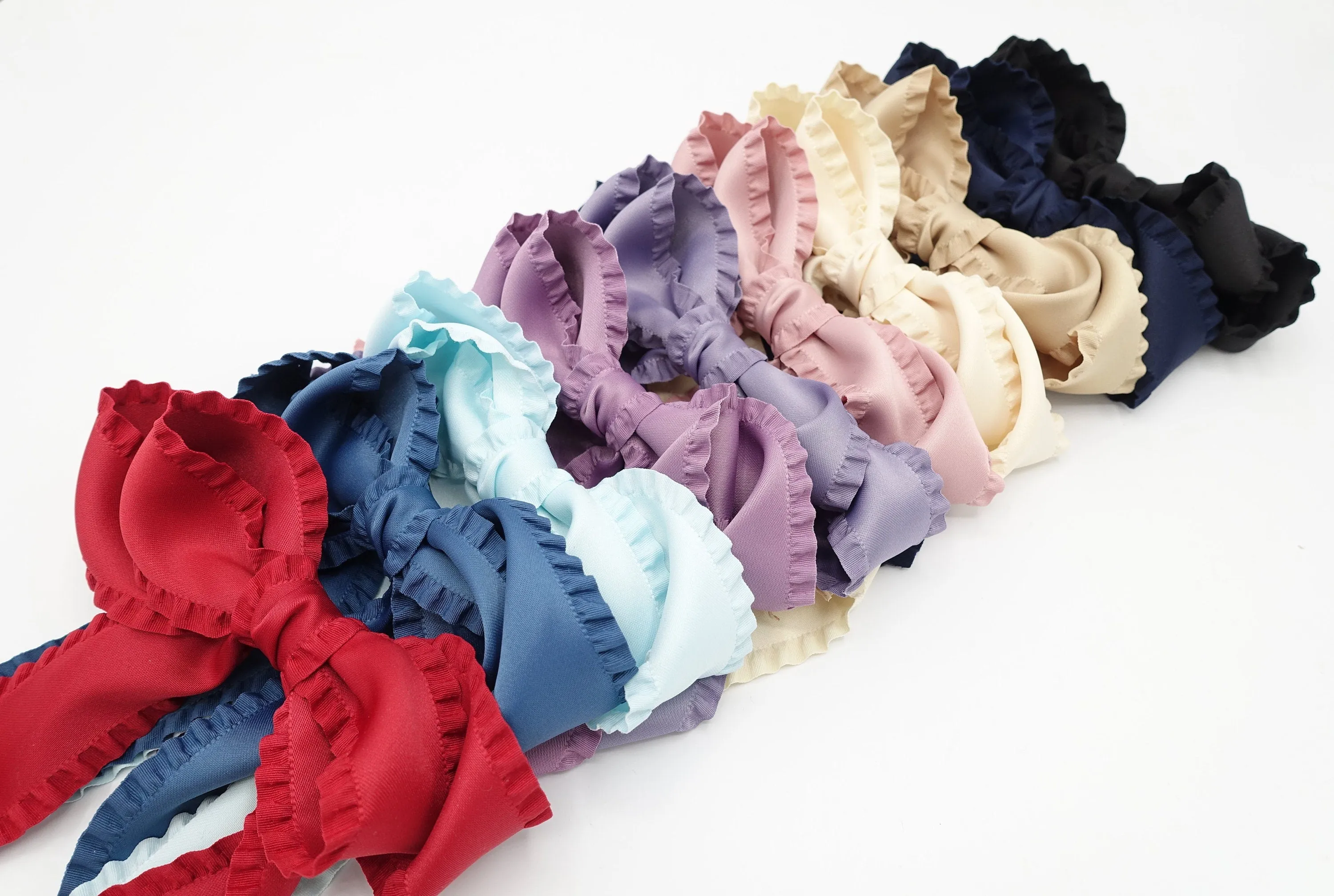 long tail frill hair bow edge decorated women hair french barrette hair accessory for women