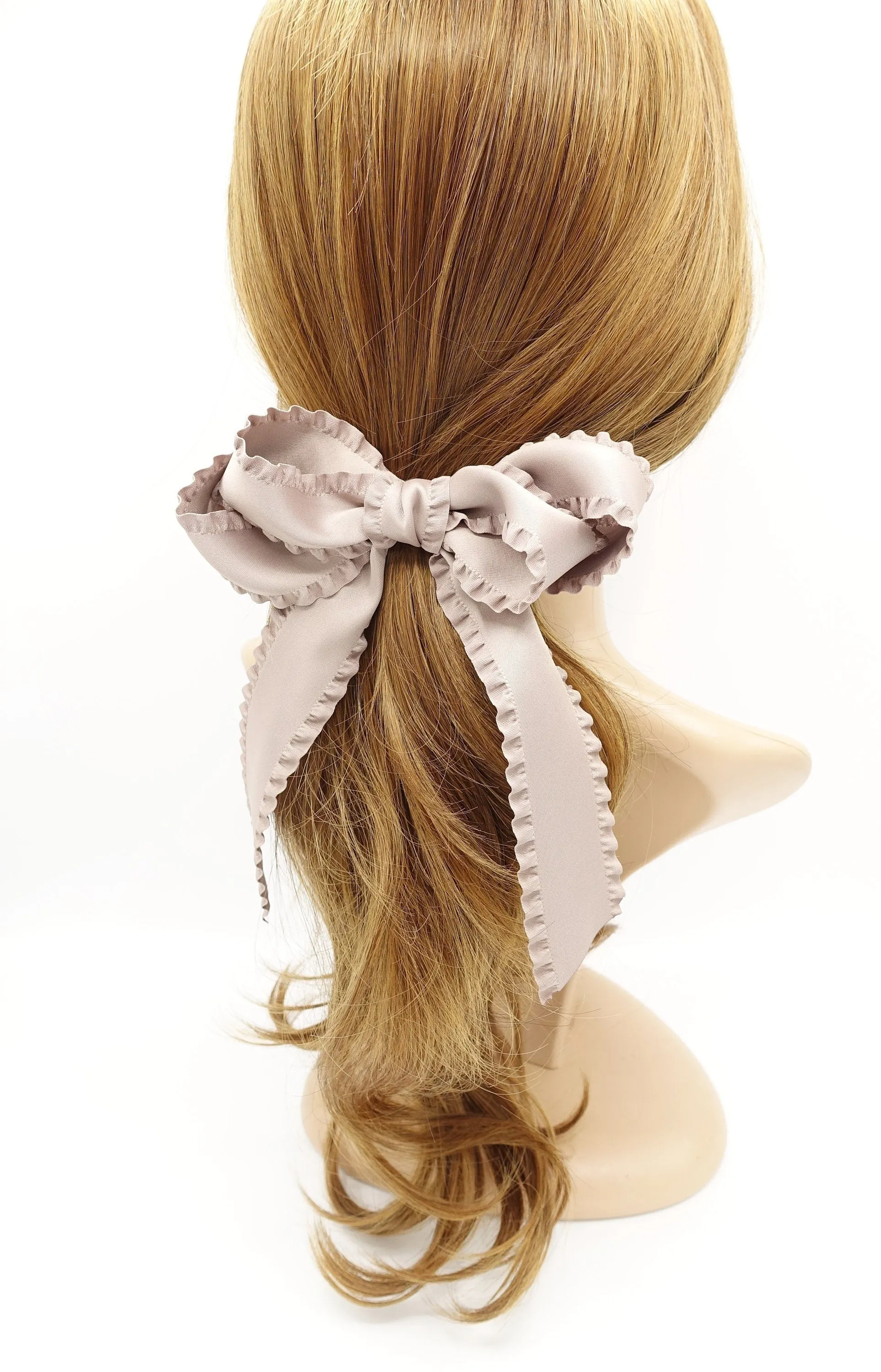long tail frill hair bow edge decorated women hair french barrette hair accessory for women