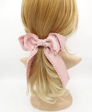 long tail frill hair bow edge decorated women hair french barrette hair accessory for women