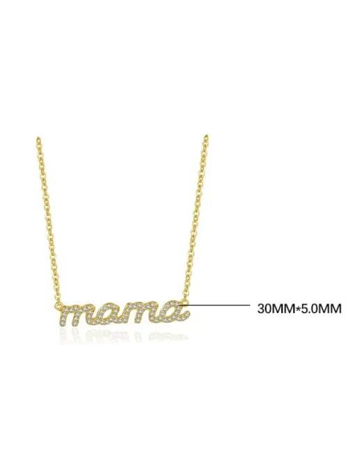 Mama Necklace lower case cursive letters 925 sterling silver cubic zirconia hypoallergenic Women's Jewelry