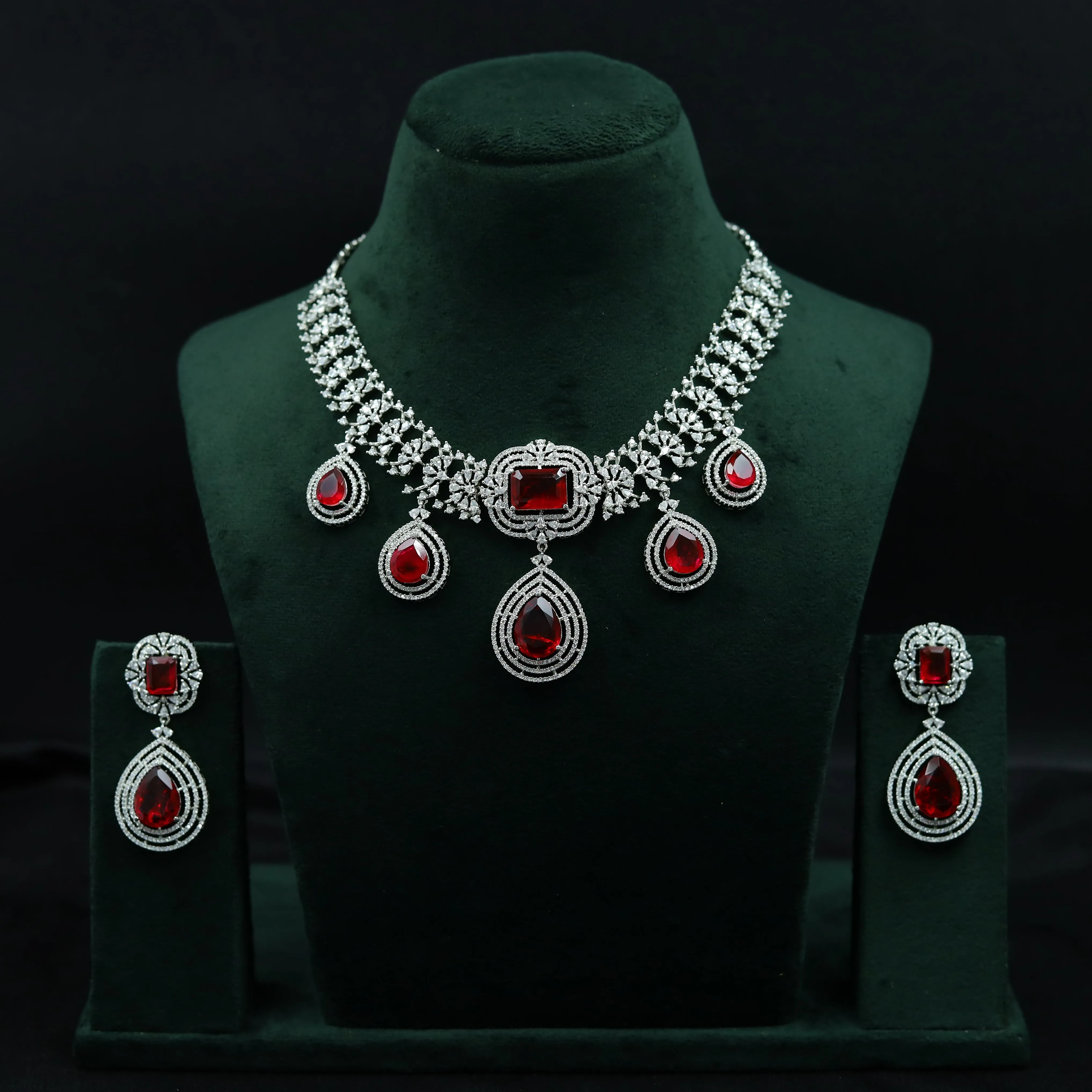 Manish Malhotra Inspired Round Neck Zircon/AD Necklace Set 11898-69