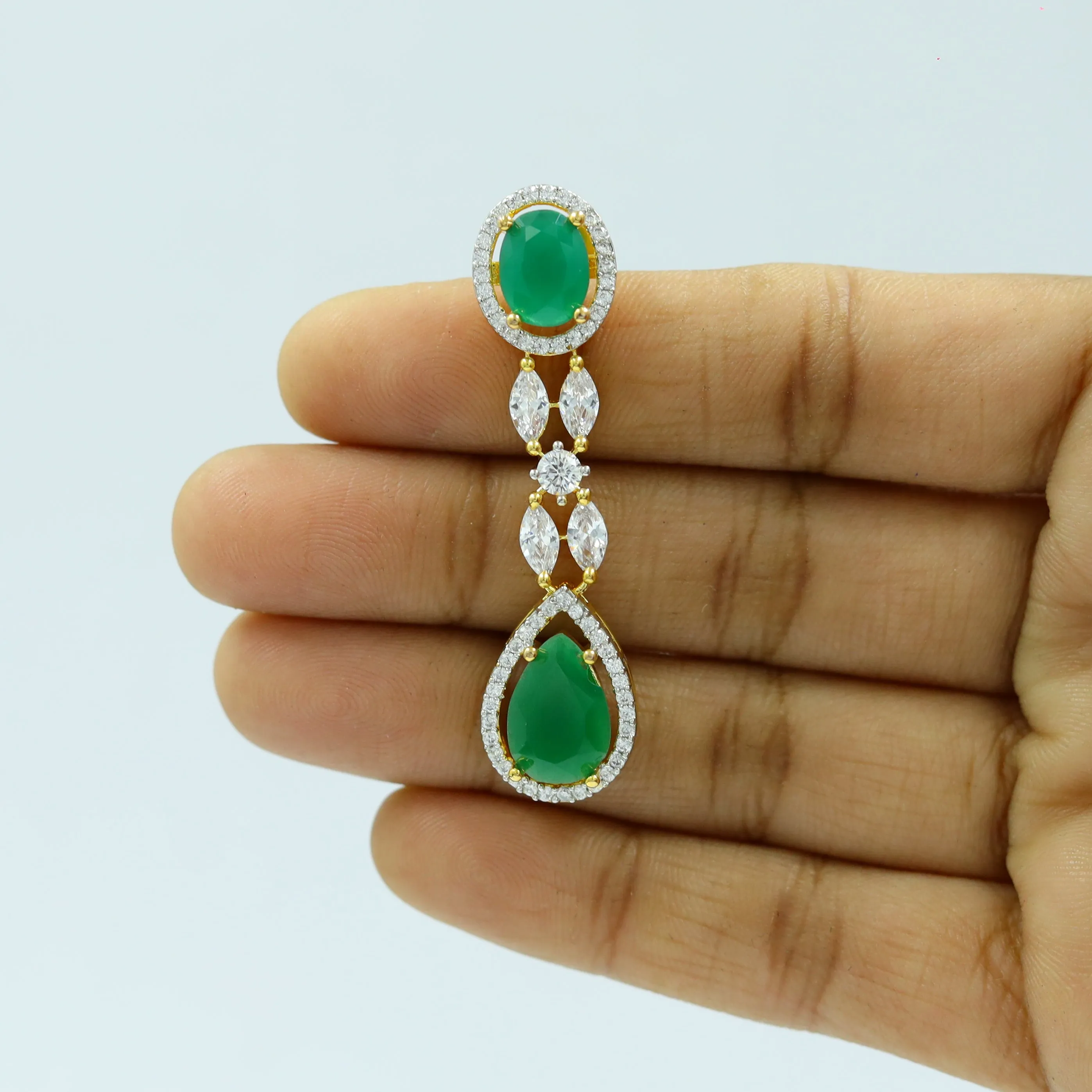 Manish Malhotra InspiredRound Neck Zircon/AD Necklace Set 12788-68