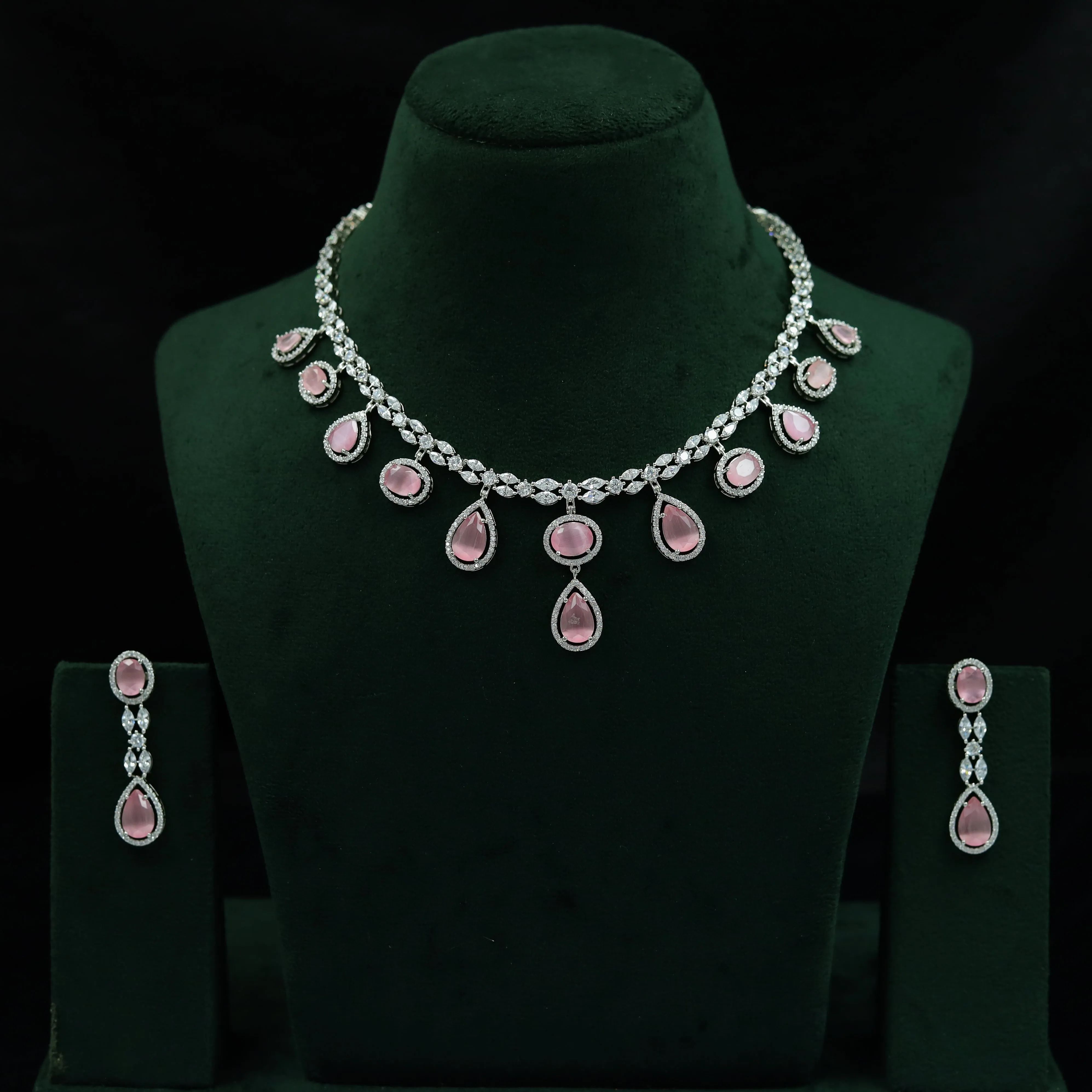 Manish Malhotra InspiredRound Neck Zircon/AD Necklace Set 12788-68