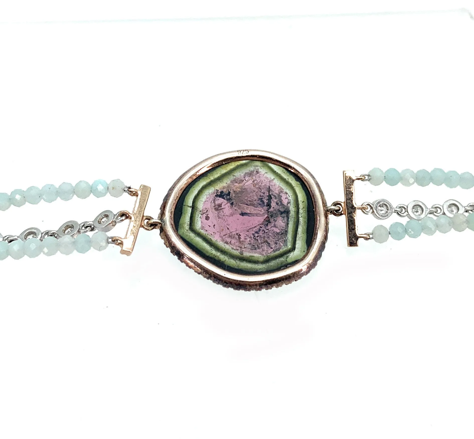 Meira T 14K Rose Gold, Diamond, Fluorite, & Milky Aquamarine Bead Bracelet