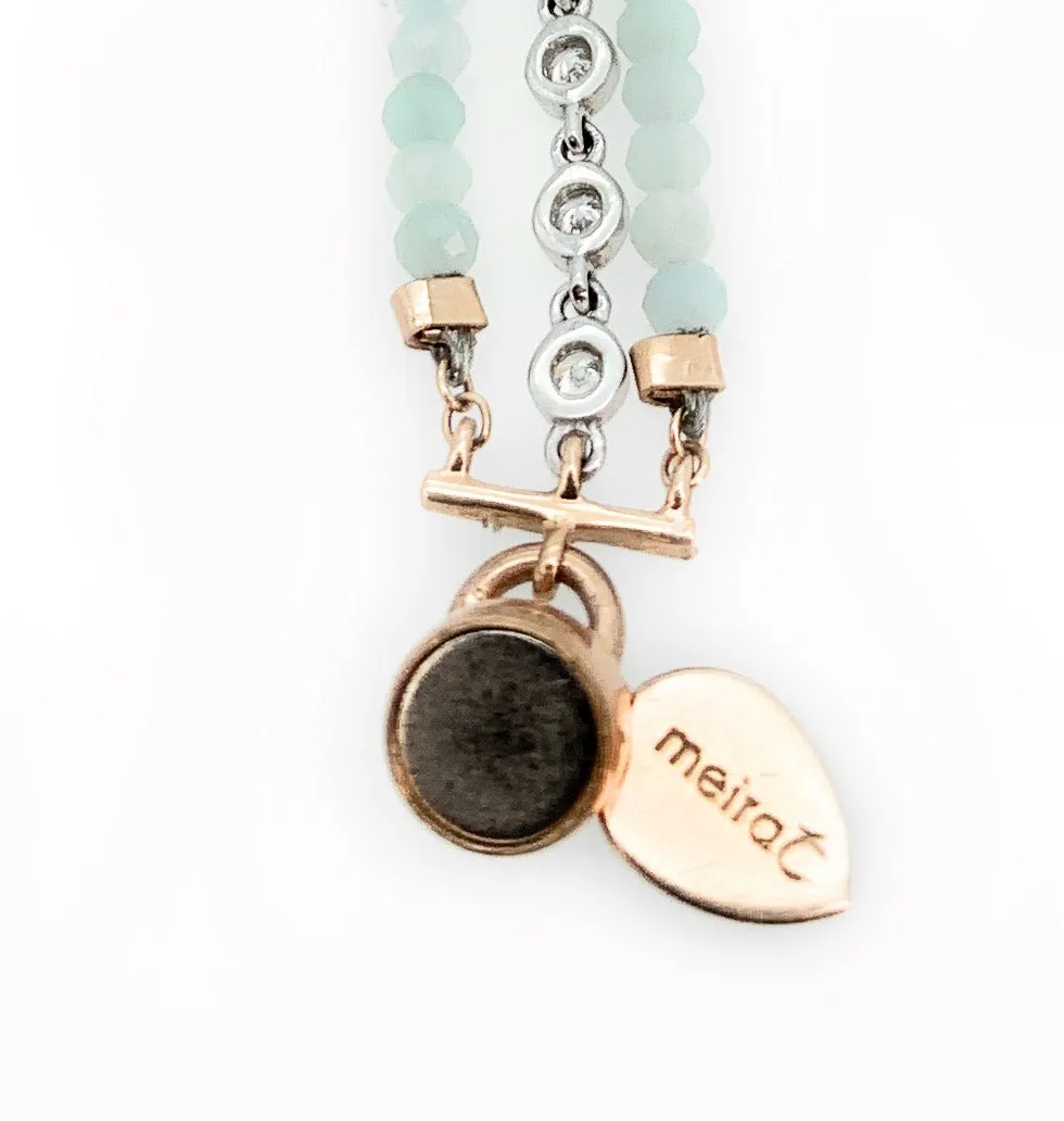 Meira T 14K Rose Gold, Diamond, Fluorite, & Milky Aquamarine Bead Bracelet