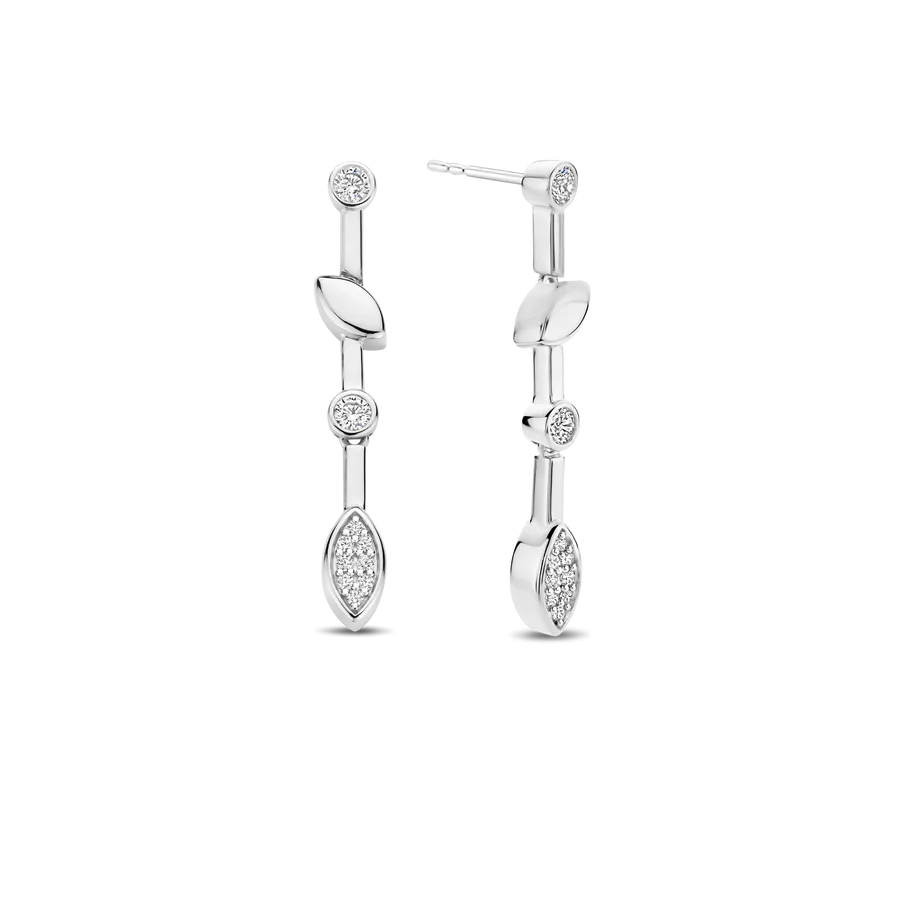 Milano Leaf Drop Earrings - Silver - 7988ZI