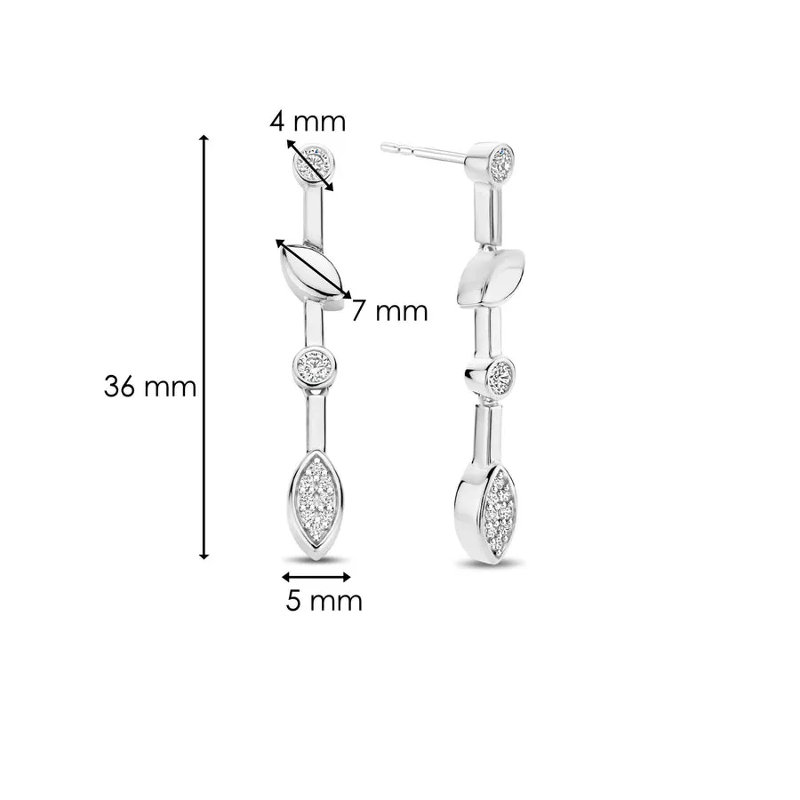 Milano Leaf Drop Earrings - Silver - 7988ZI