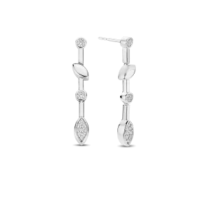 Milano Leaf Drop Earrings - Silver - 7988ZI