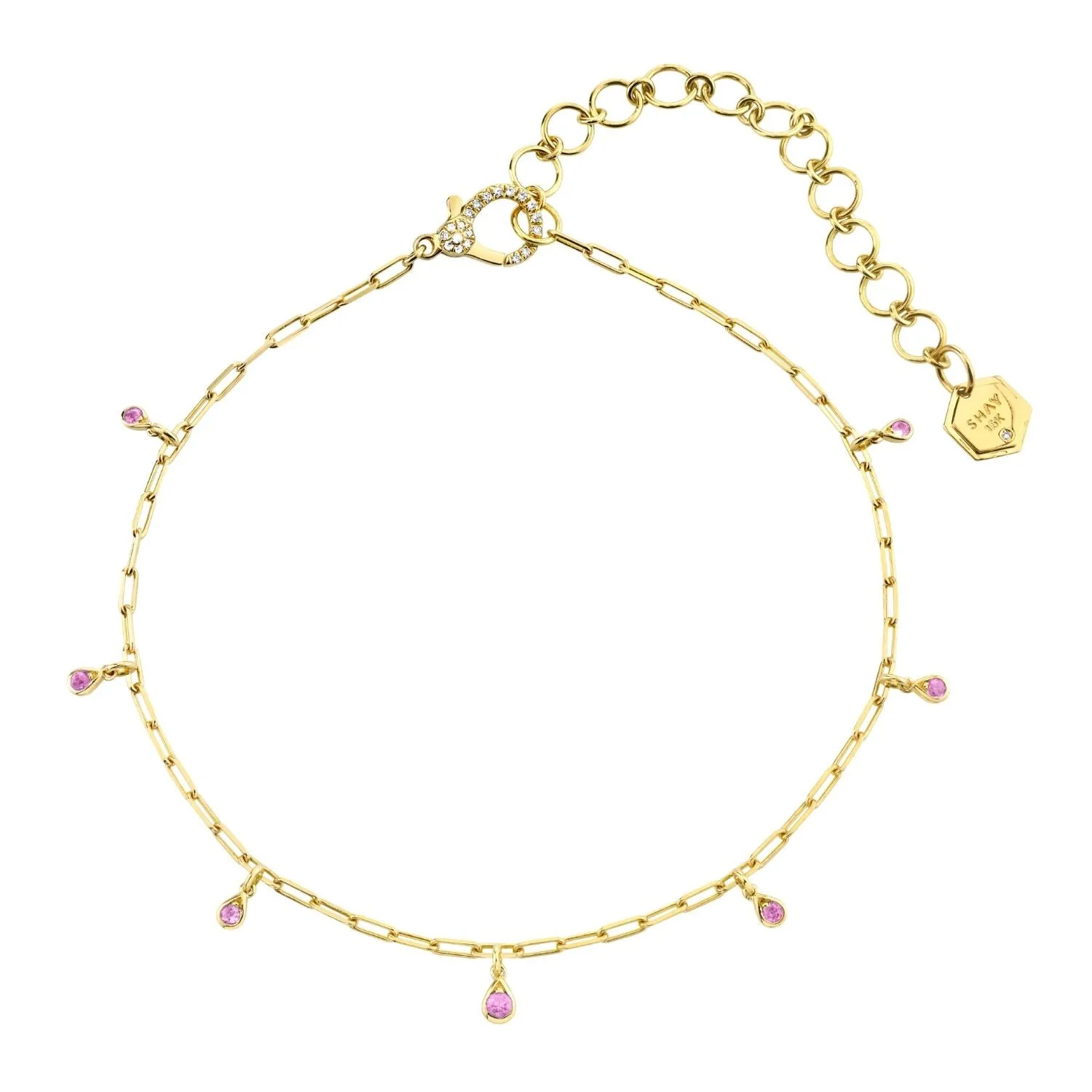 MINI ME PINK SAPPHIRE DANGLE DROP NECKLACE