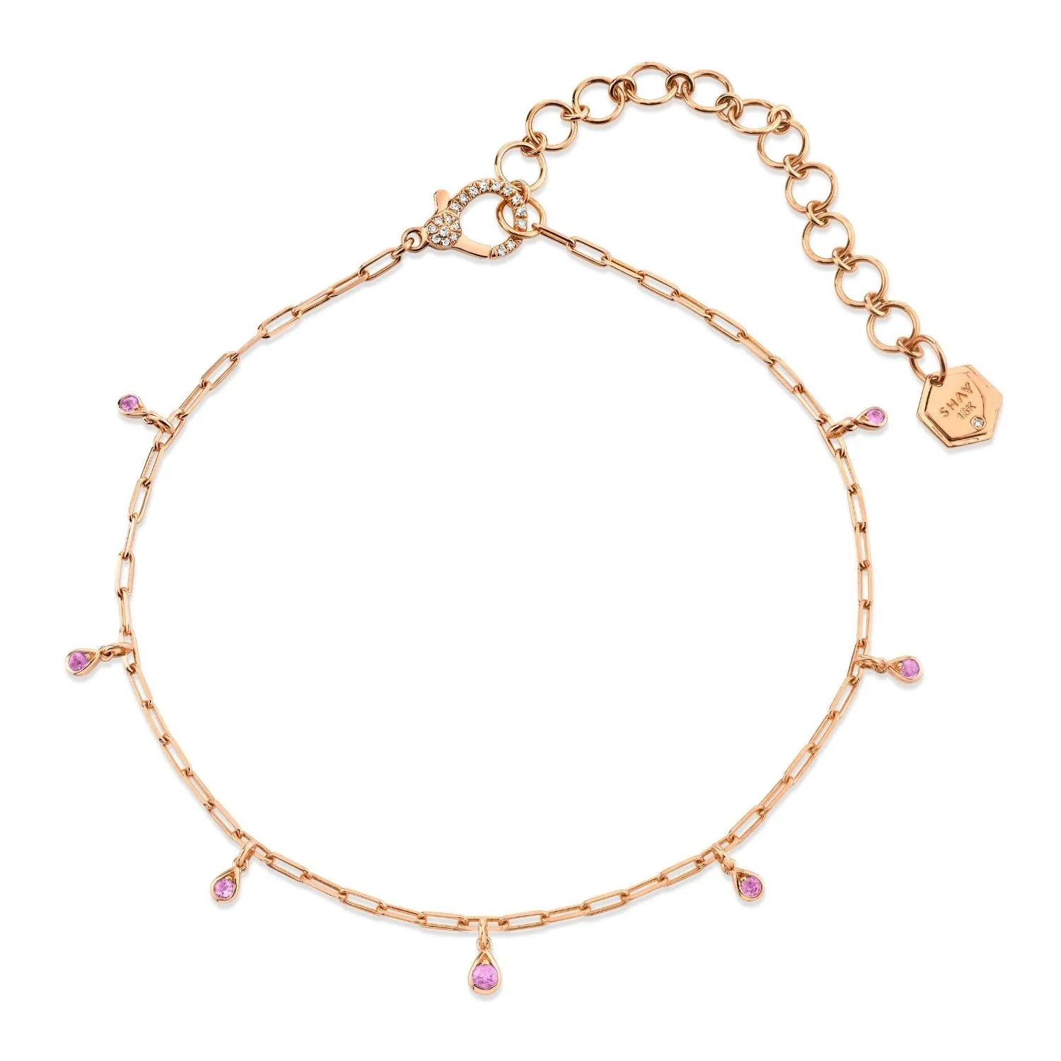 MINI ME PINK SAPPHIRE DANGLE DROP NECKLACE