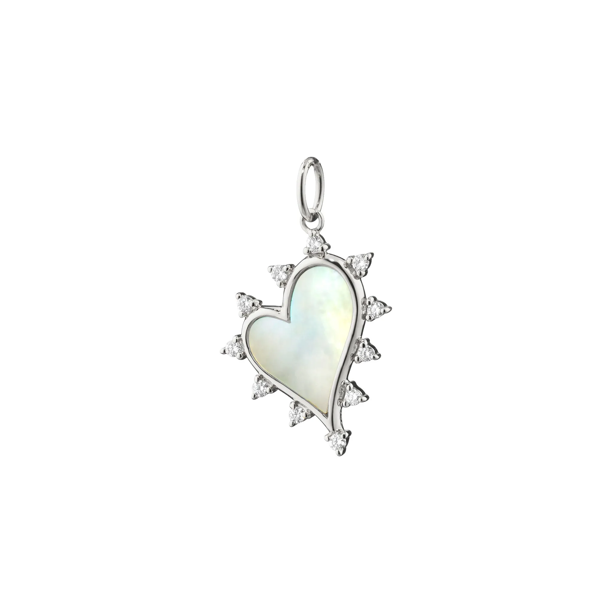Mother of Pearl Heart Necklace with White Sapphires