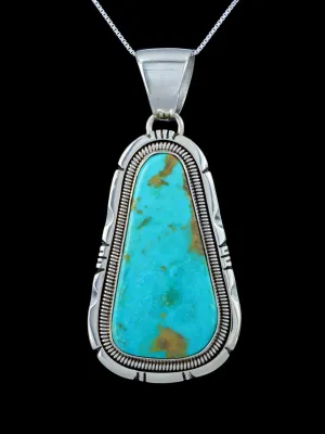 Native American Natural Royston Turquoise Sterling Silver Pendant