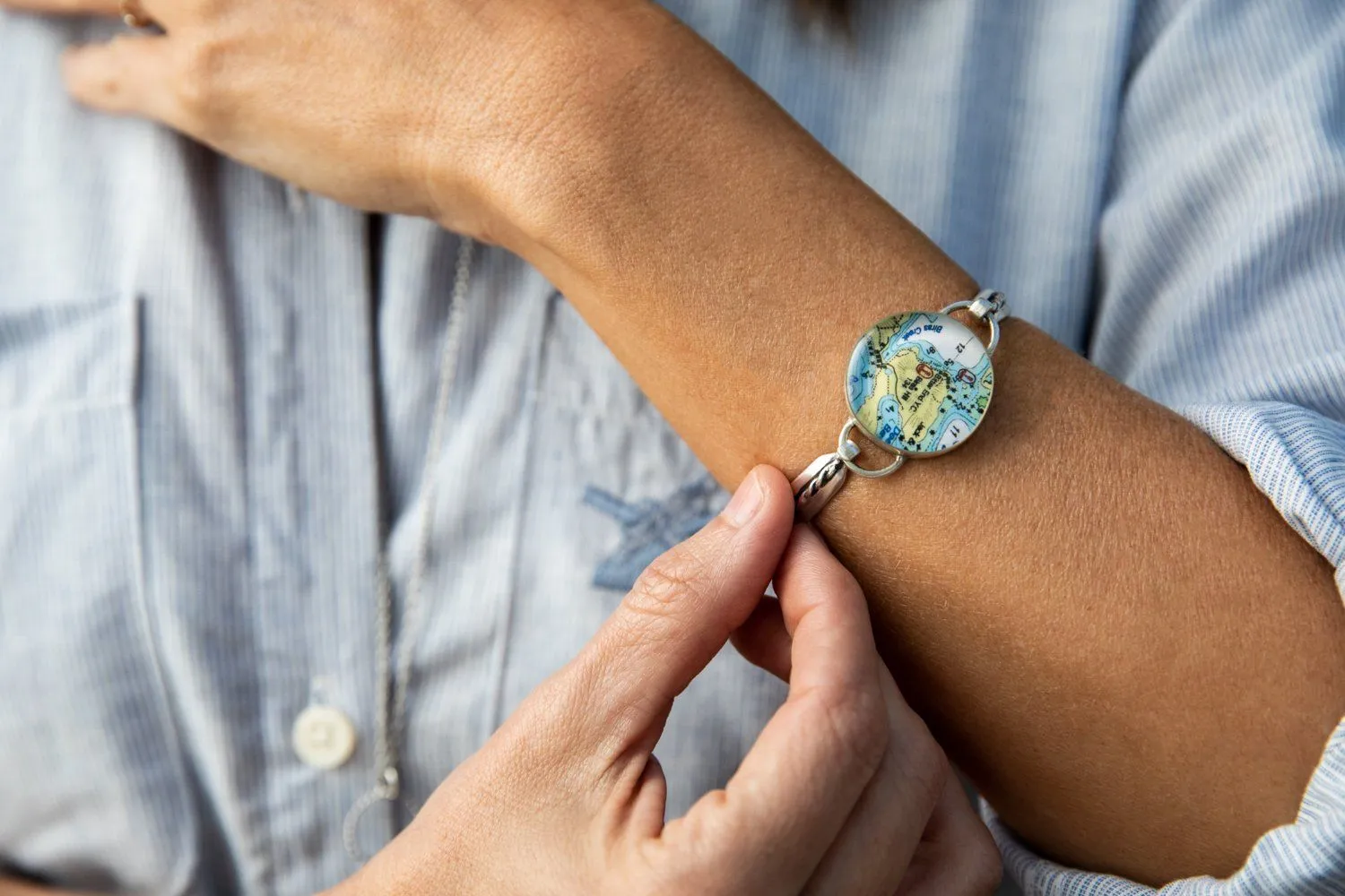 Nautical Map Hook Cord Bracelet