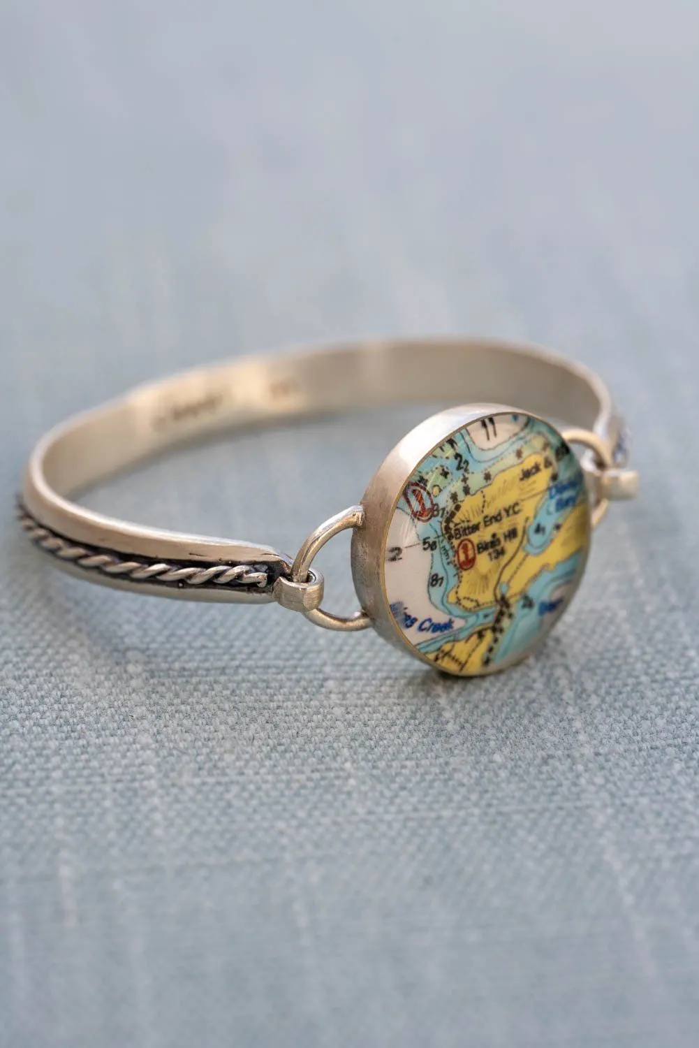 Nautical Map Hook Cord Bracelet