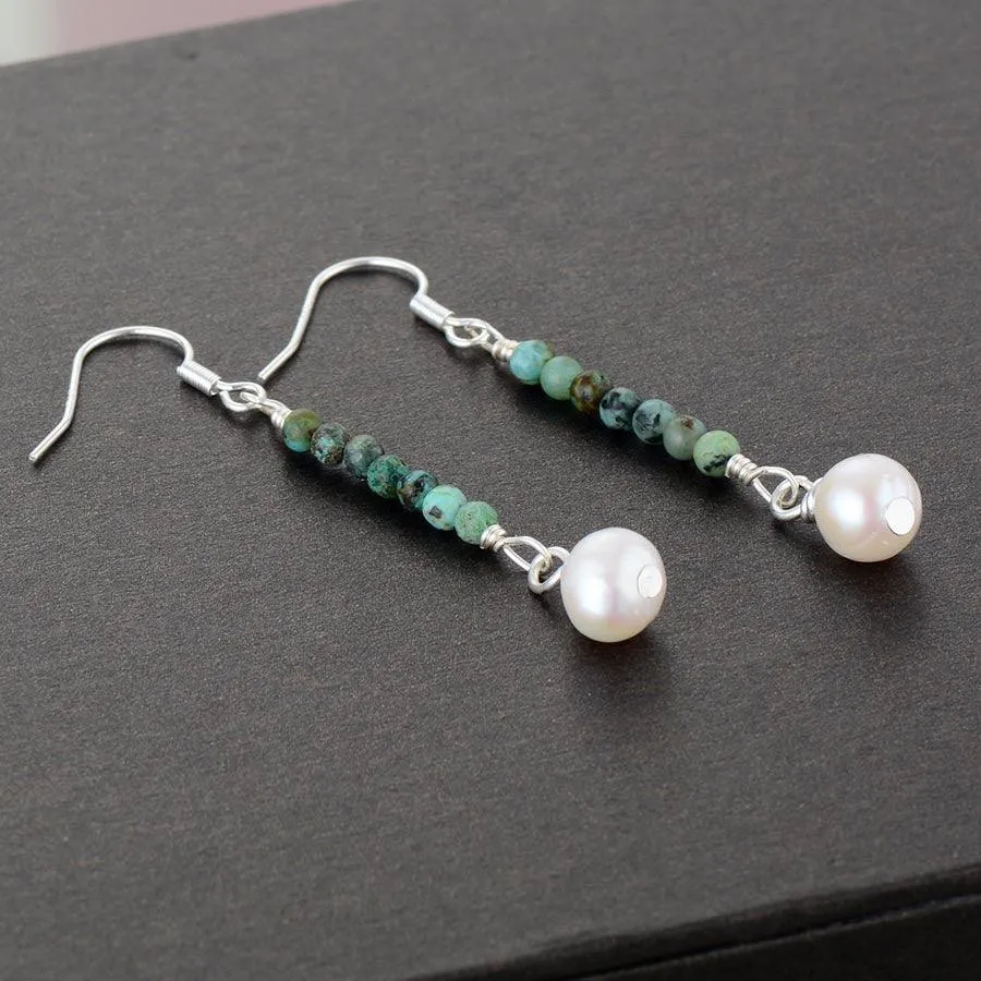 Ngiyagir African Turquoise Pearls Earrings