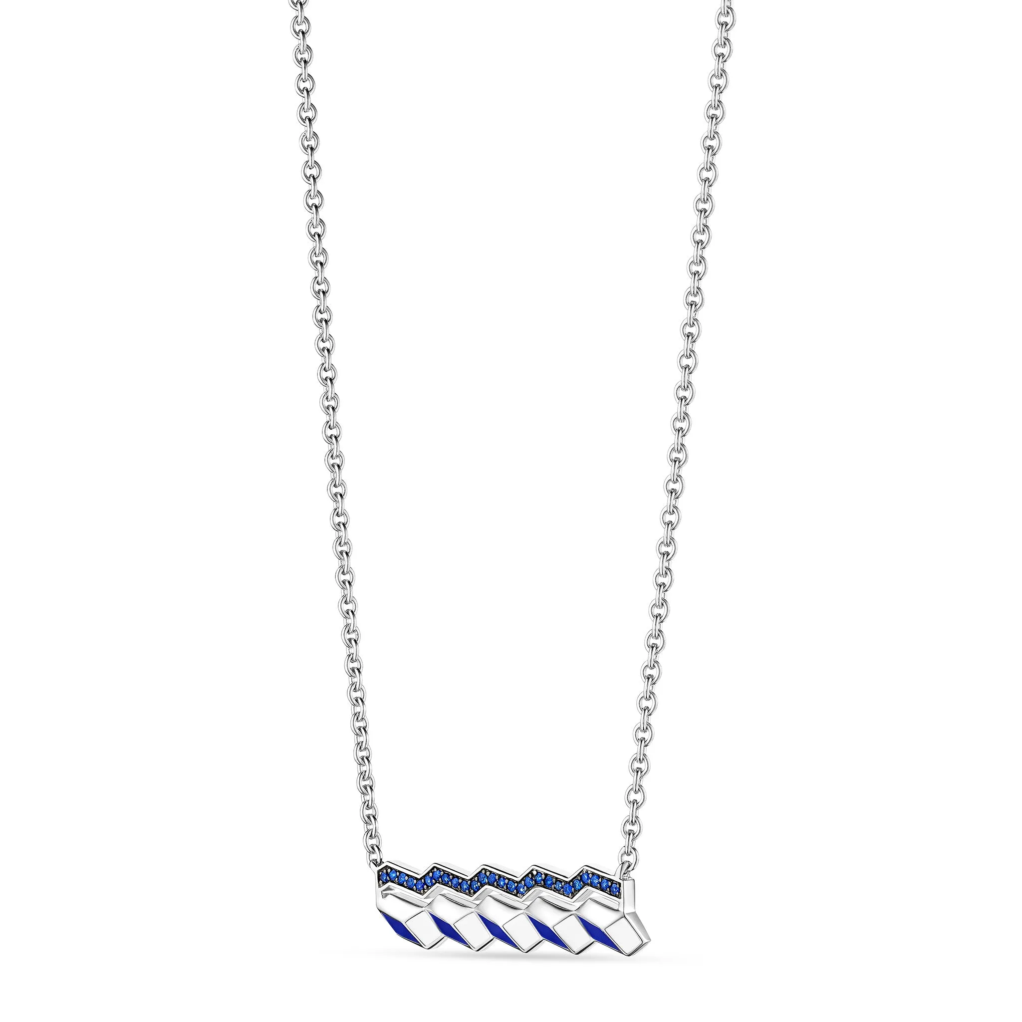 Odyssey Bar Necklace with Enamel and Blue Sapphire