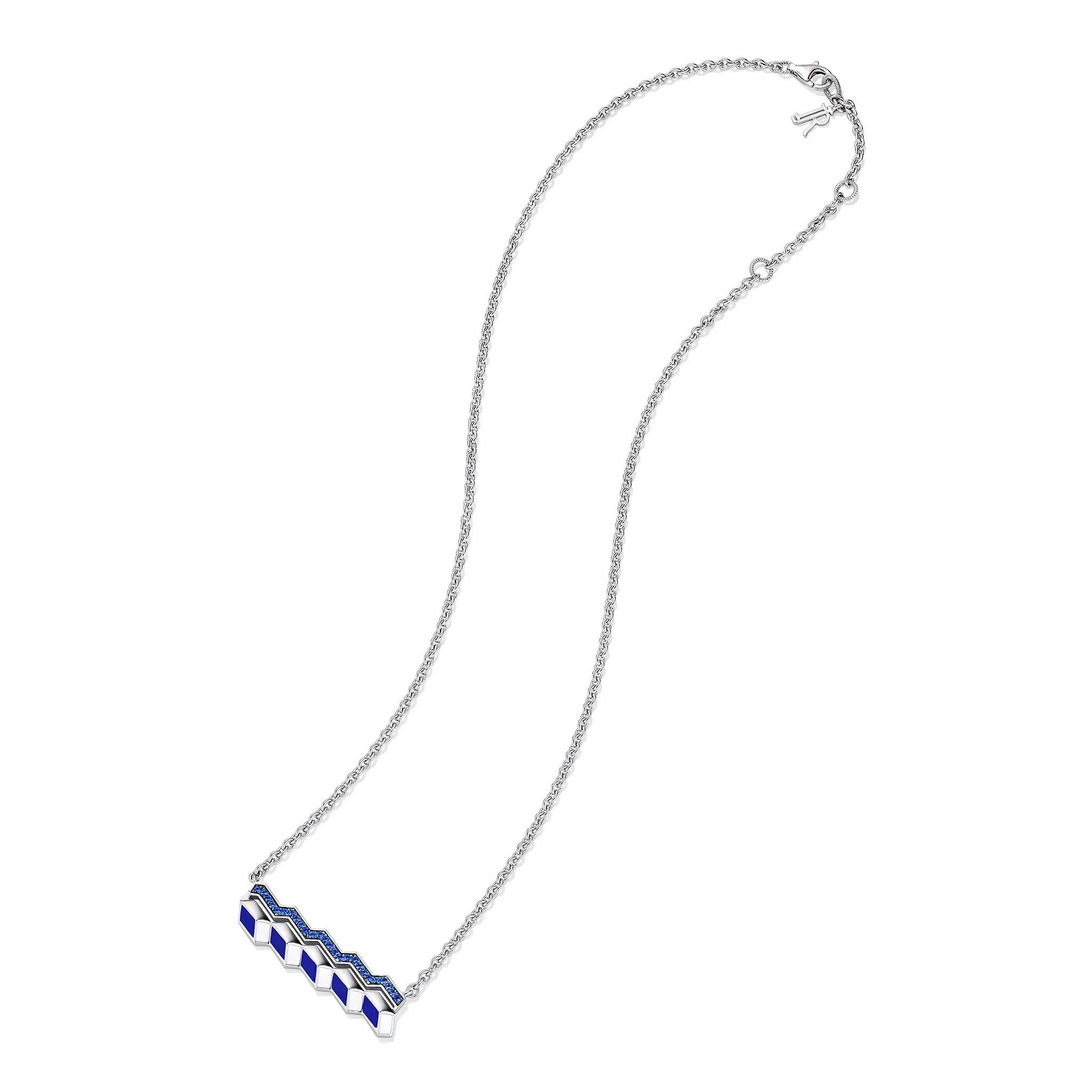 Odyssey Bar Necklace with Enamel and Blue Sapphire