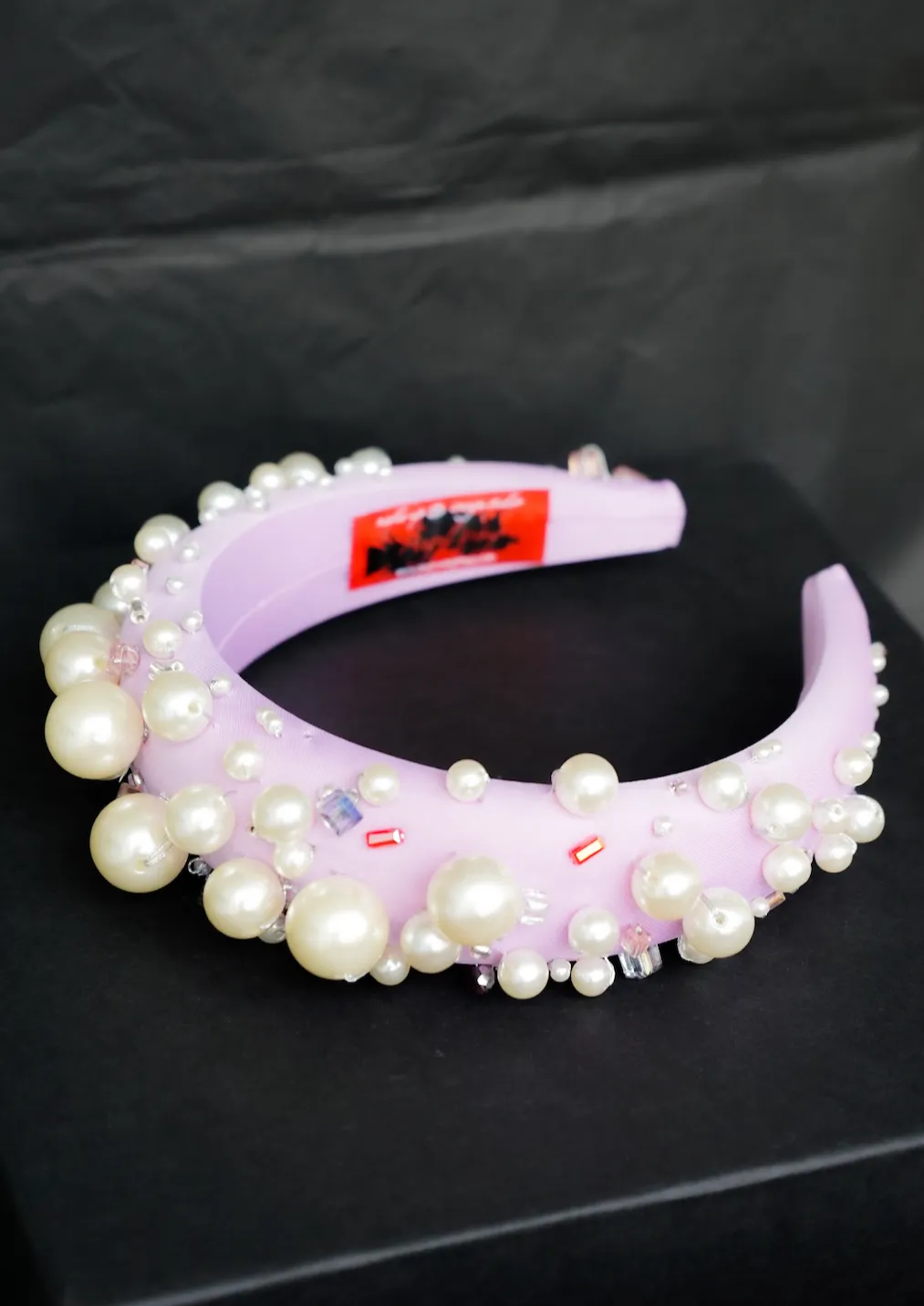 Oversized Pearl & Crystal Headband (Lilac)