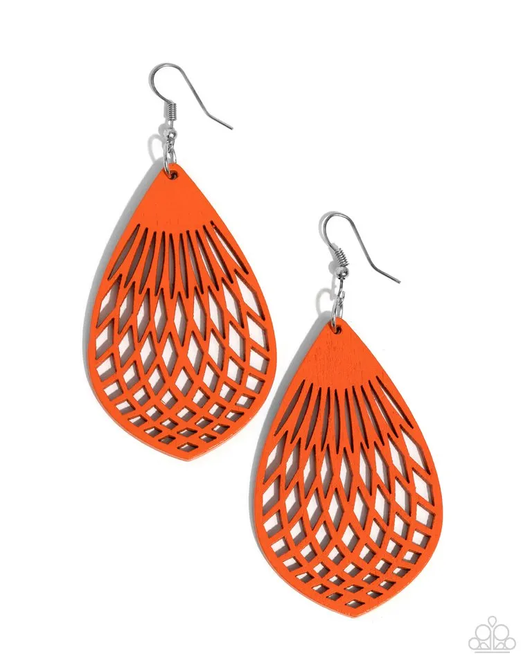 Paparazzi Earring ~ Caribbean Coral - Orange