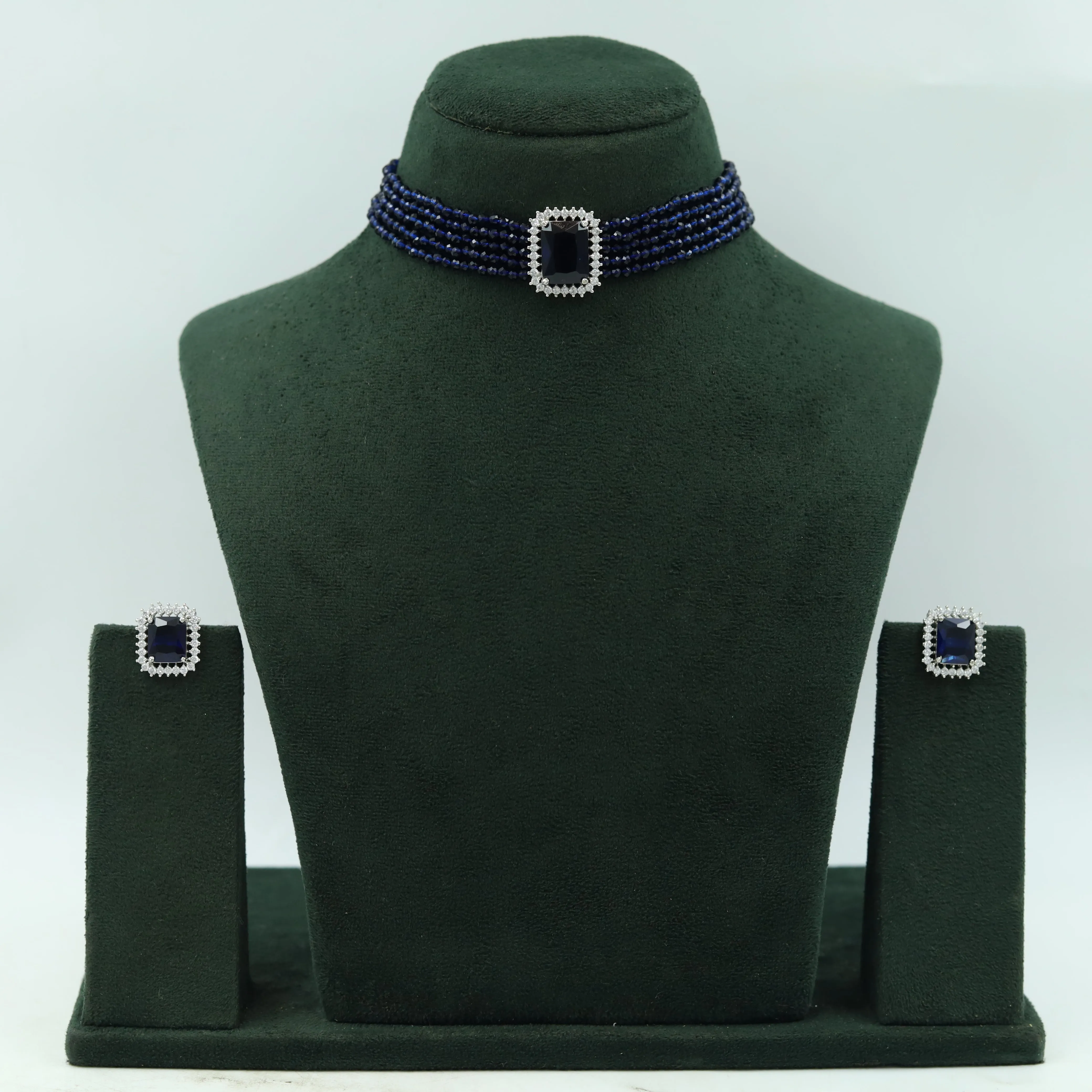 Pearl Choker Zircon/AD Necklace Set 13119-33