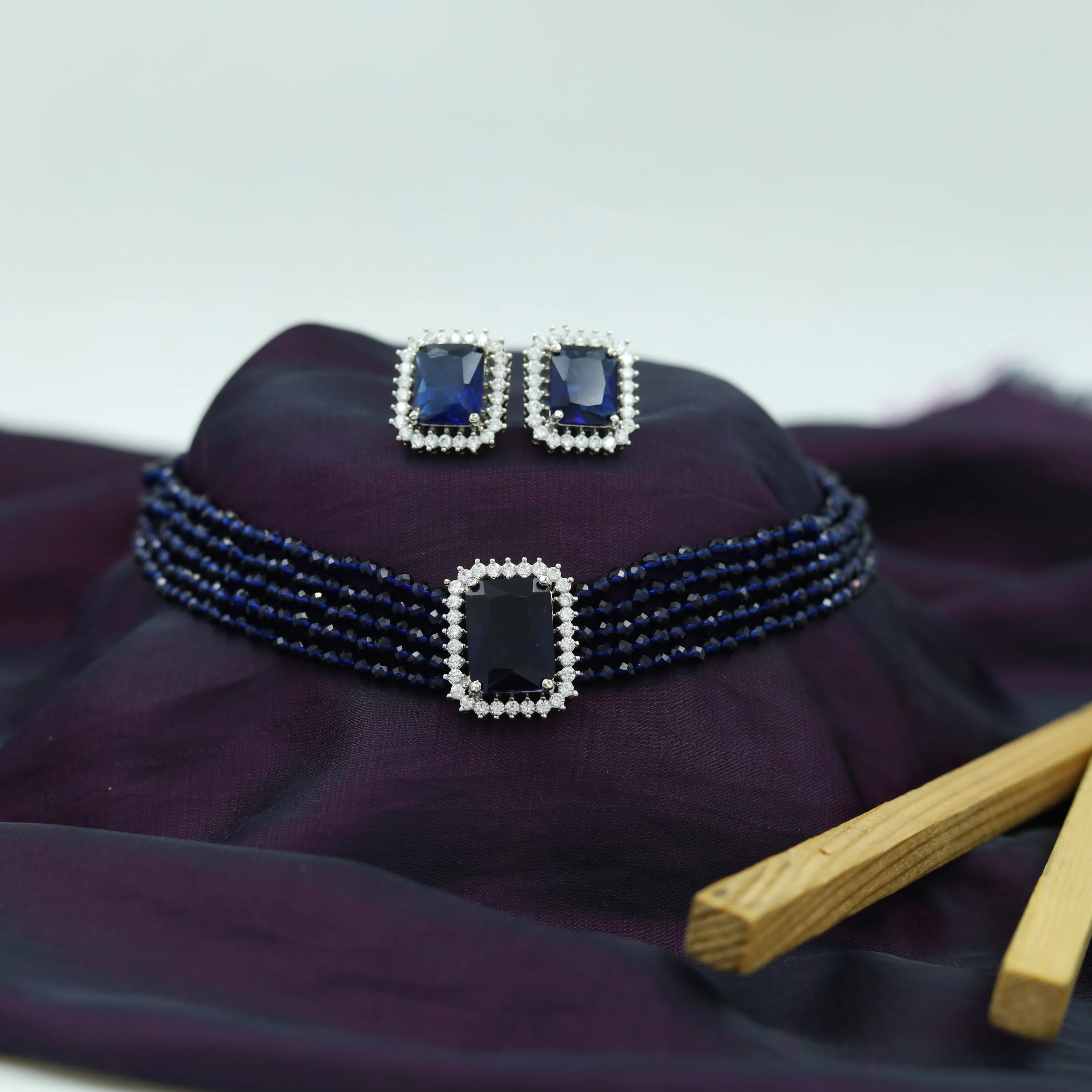 Pearl Choker Zircon/AD Necklace Set 13119-33