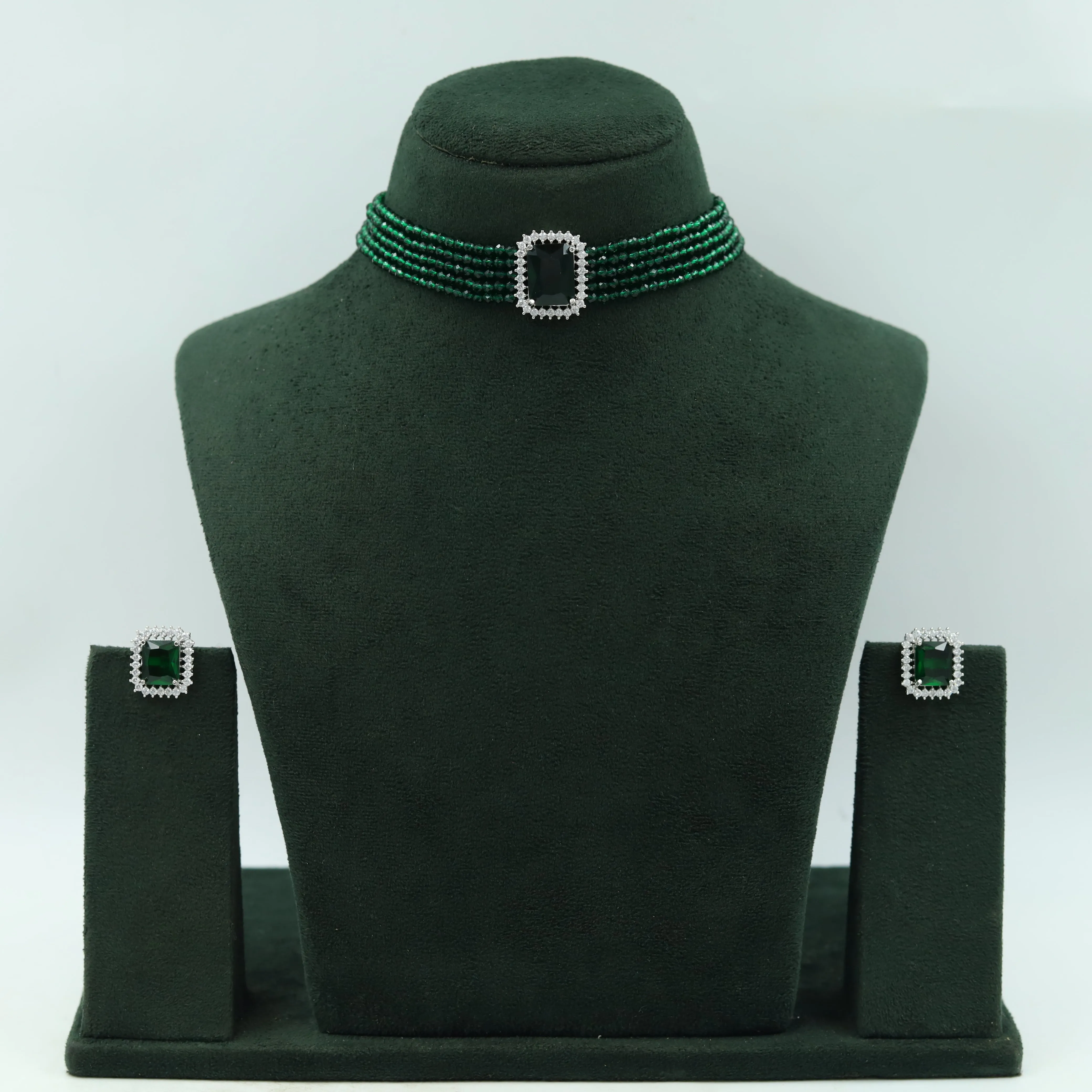 Pearl Choker Zircon/AD Necklace Set 13119-33