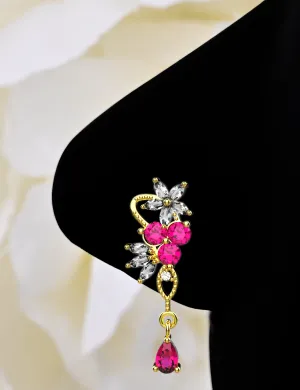 Pink Dangling Nose Stud – Dainty Nose Piercing Jewelry for Women
