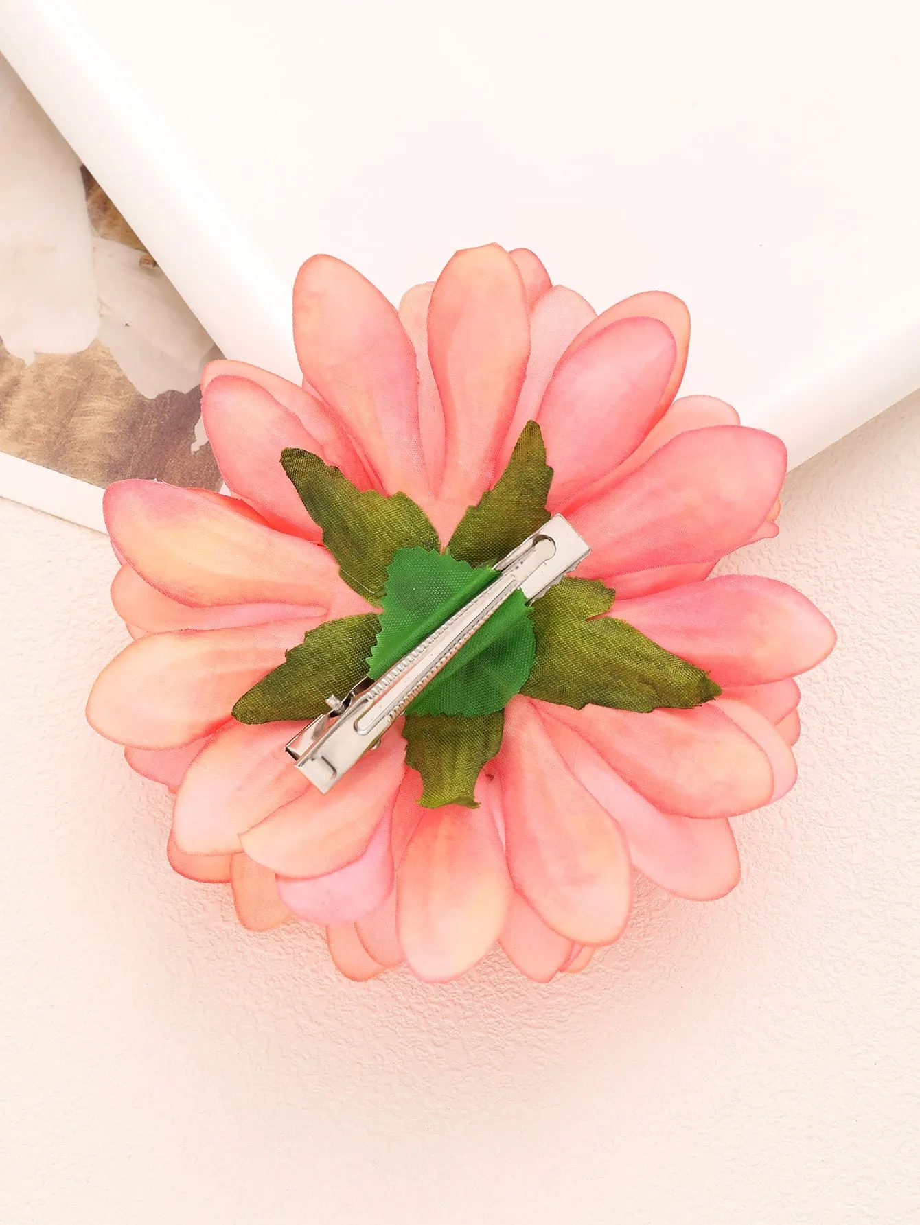 Pink Flower Decor Alligator Hair Clip Boho for Women Barrette Styling Hair