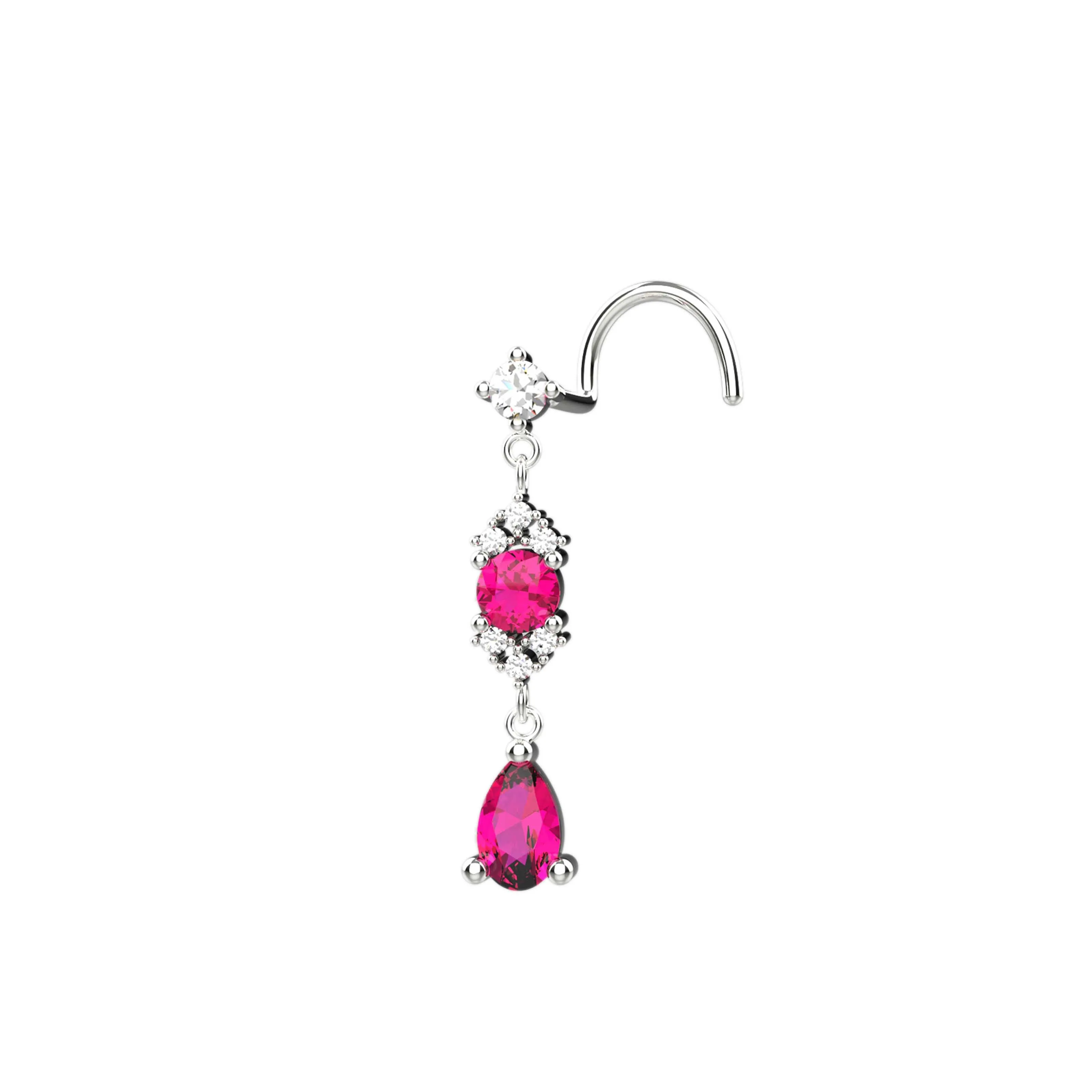 Pink Nose Ring, Dangle Nose Ring & Nose Stud – Piercing Jewelry
