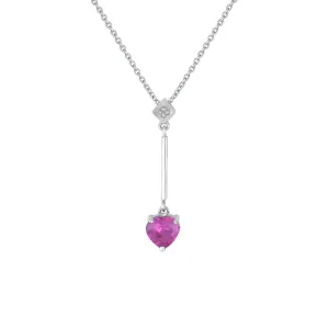 Pink Sapphire Necklace - Created Pink Sapphire Heart & Diamond Accent Pendant