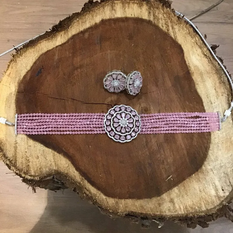 Pink Zircon/AD Choker Set 18522-5704
