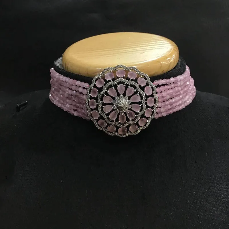 Pink Zircon/AD Choker Set 18522-5704