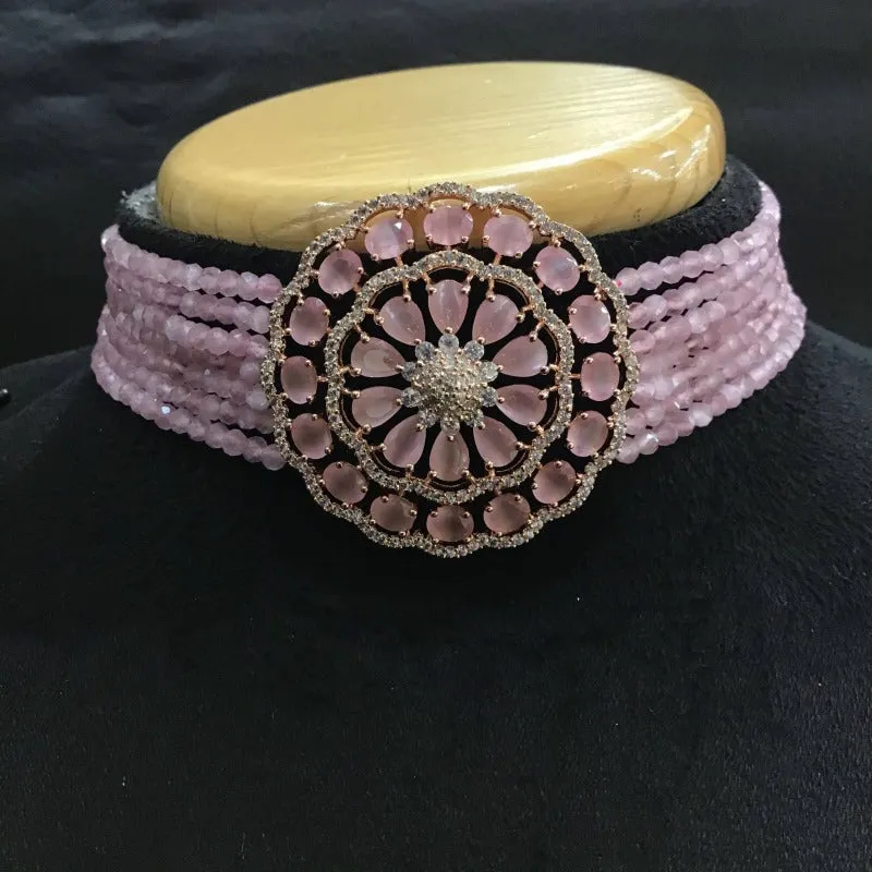 Pink Zircon/AD Choker Set 18522-5704