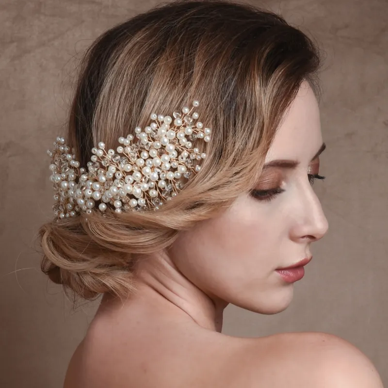 Precious Pearl Hair Comb - Available in Silver or Gold