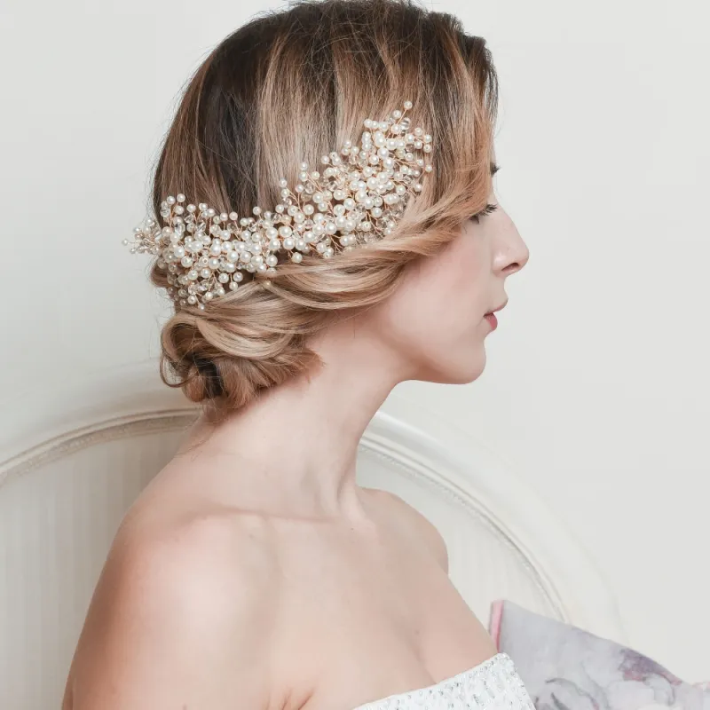 Precious Pearl Hair Comb - Available in Silver or Gold