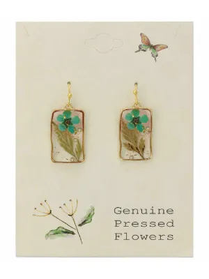 Pressed Blue Flower Dangles