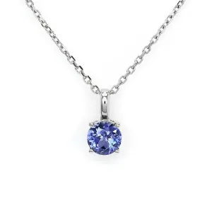Ready Made | 1.38 Carat Betty Round Blue Lab Grown Sapphire Pendant in 18K White Gold