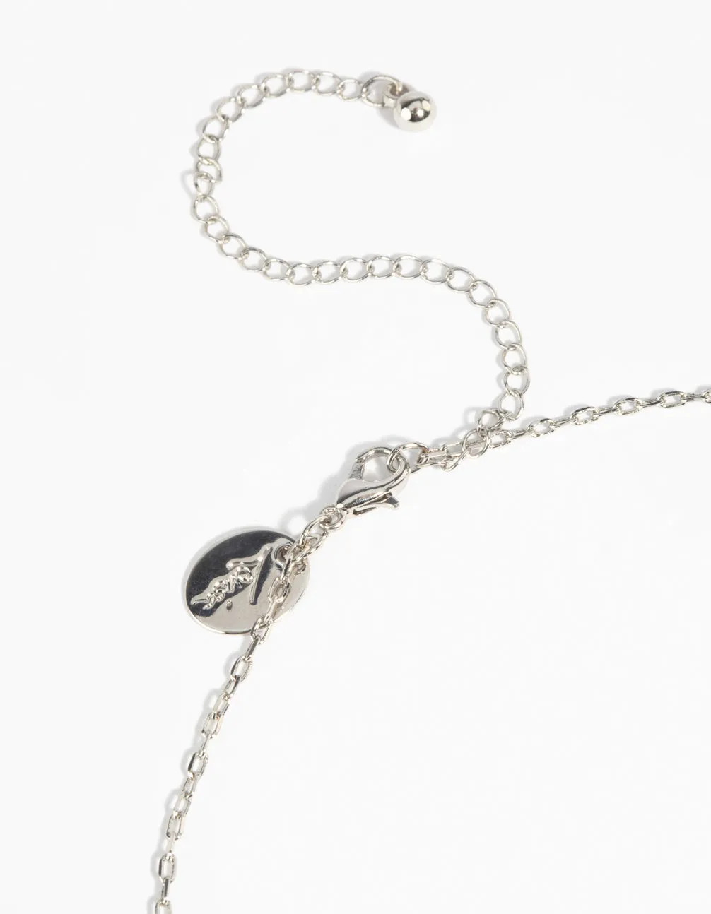 Rhodium Diamond Simulant Sapphire Necklace