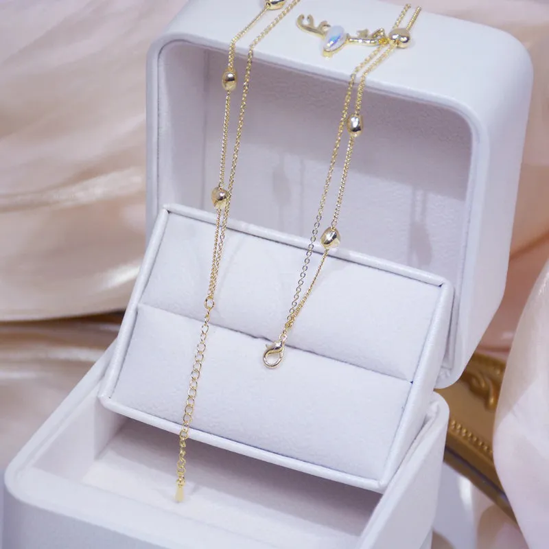 Romantic Gold Plated Double Layer Heart Chain Pendant Necklaces