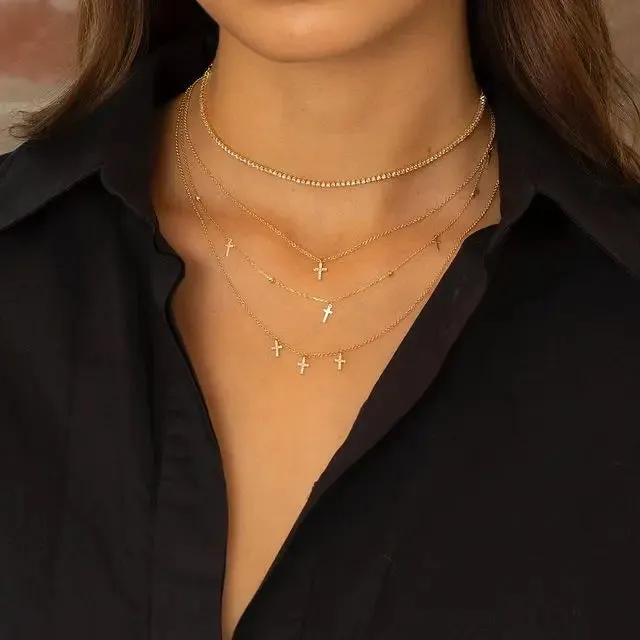 Rose Gold Cross Pendant Necklace