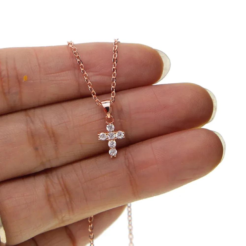 Rose Gold Cross Pendant Necklace