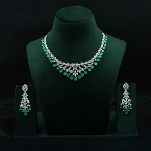 Round Neck Zircon/AD Necklace Set 11888-69