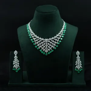 Round Neck Zircon/AD Necklace Set 11891-69