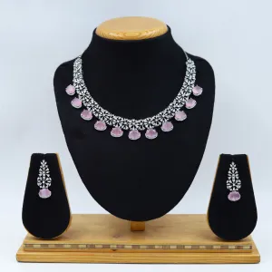 Round Neck Zircon/AD Necklace Set 11909-69