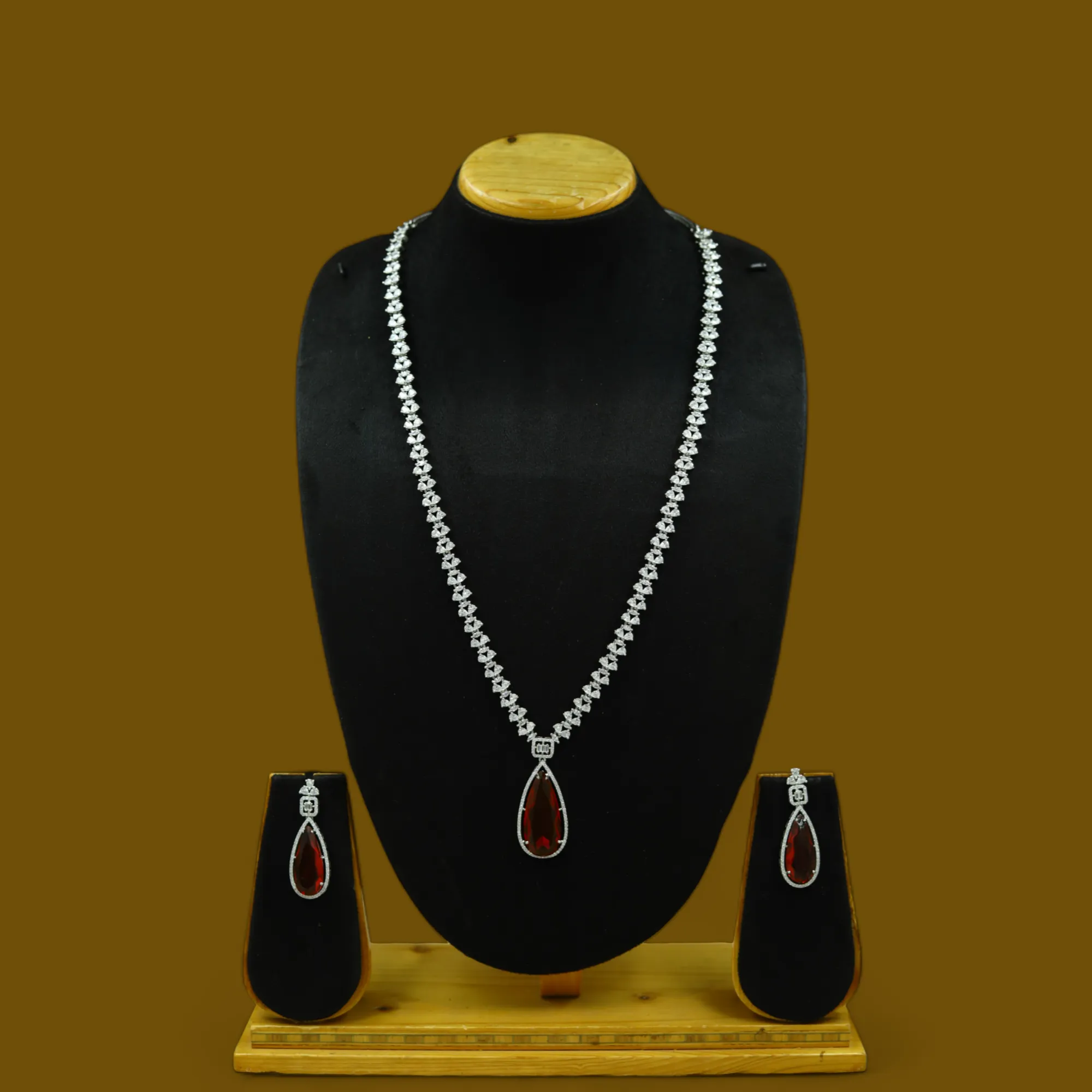 Round Neck Zircon/AD Necklace Set 12538-28