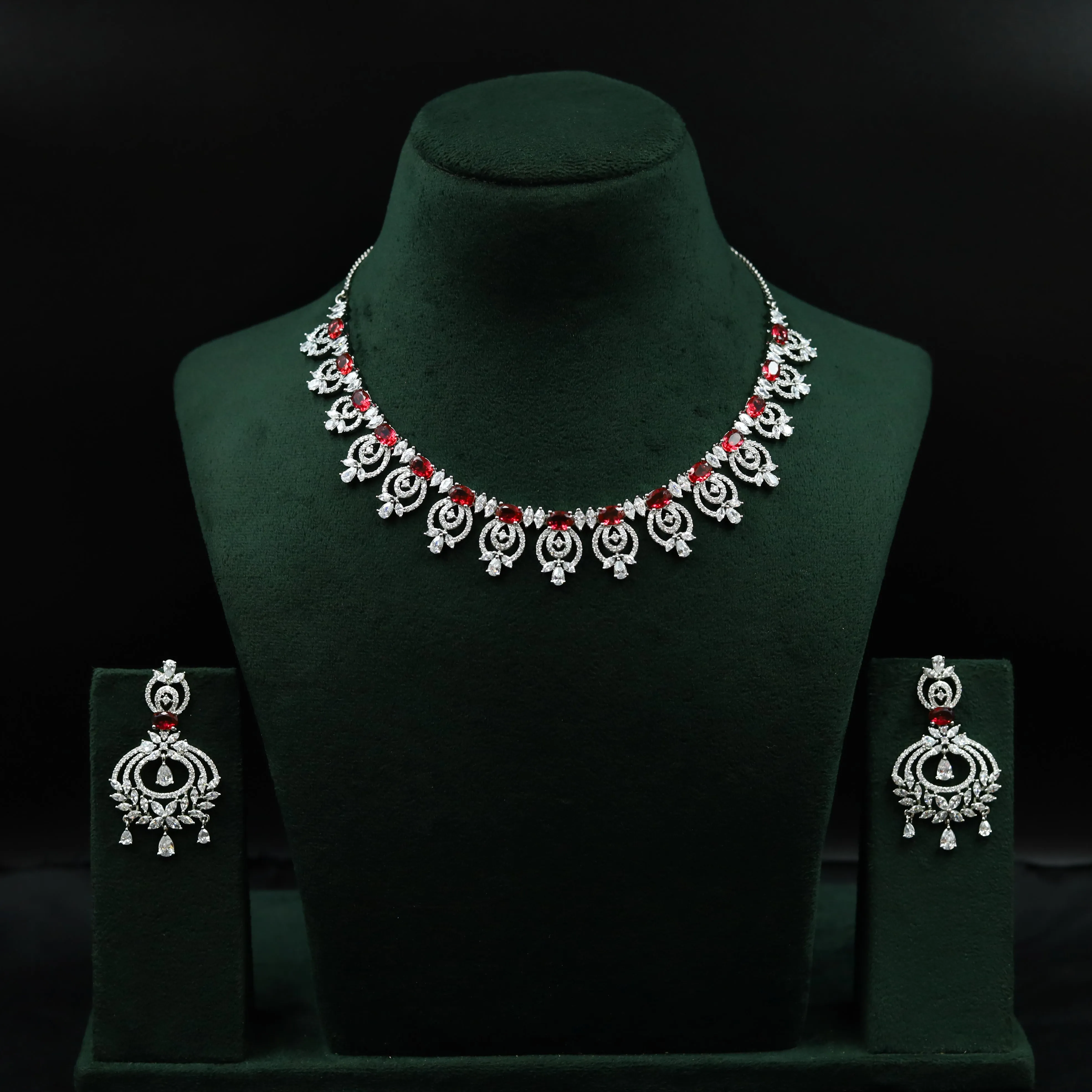 Round Neck Zircon/AD Necklace Set 12770-68