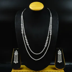 Round Neck Zircon/AD Necklace Set 12977-34